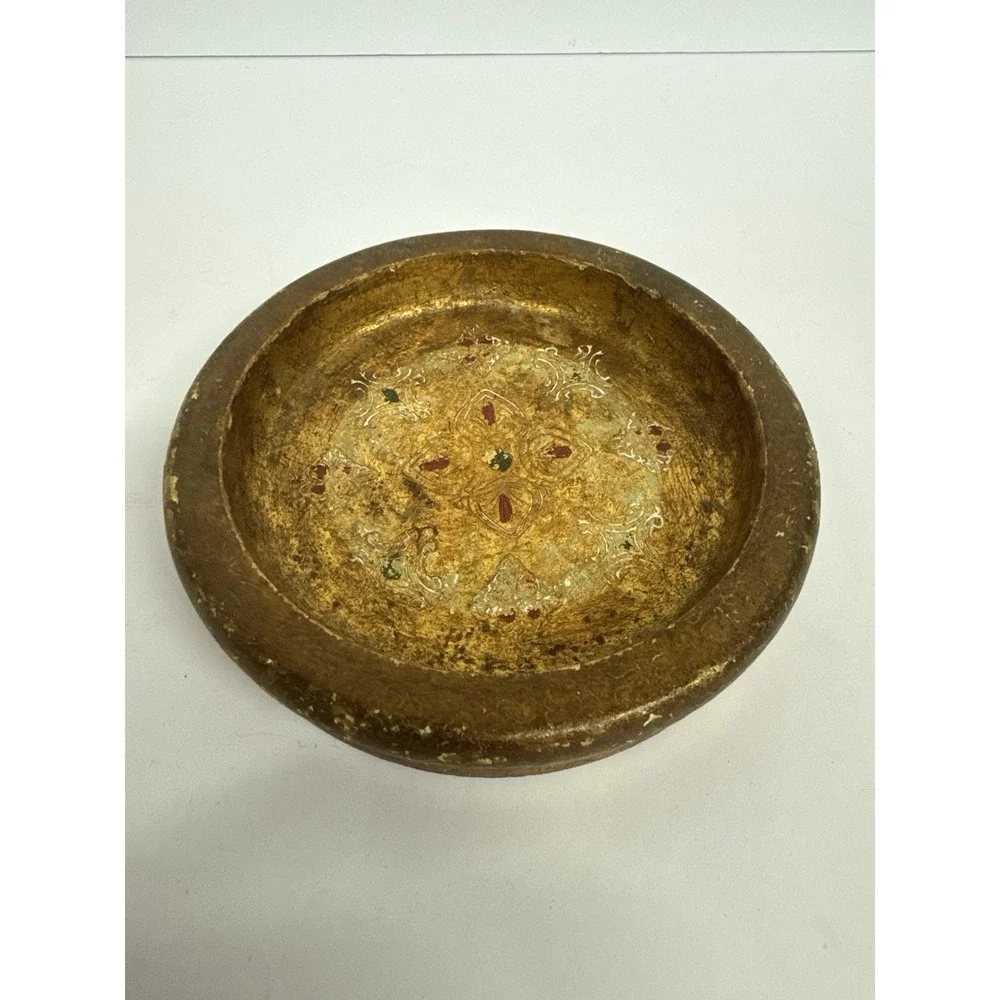 VTG Florentia Gilded Gold Trinket‎ Dish Tray